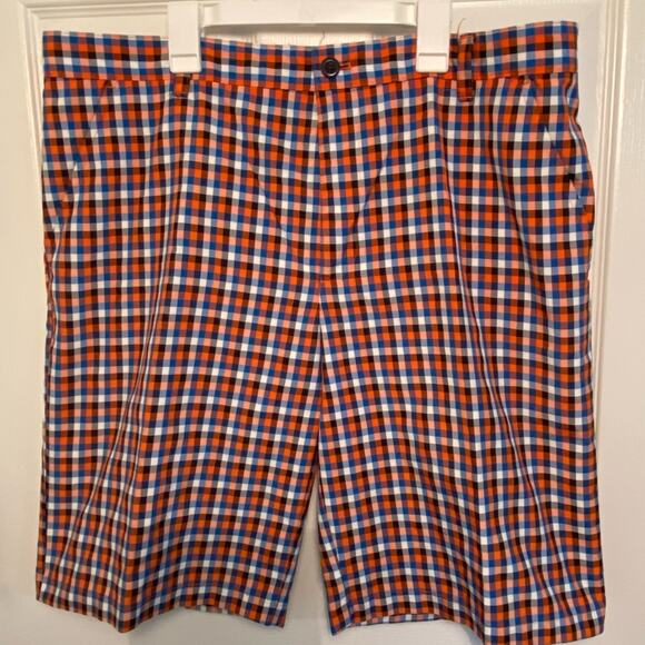 Florida Gators Mens Structured Shorts 36” Orange & Blue gingham check Izod - Picture 1 of 6